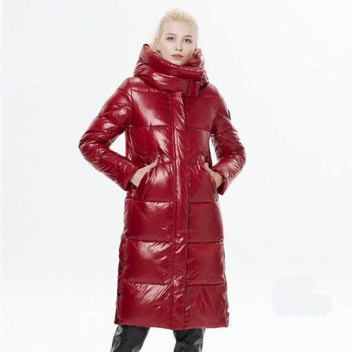 Manteau chauffant rouge pour femme